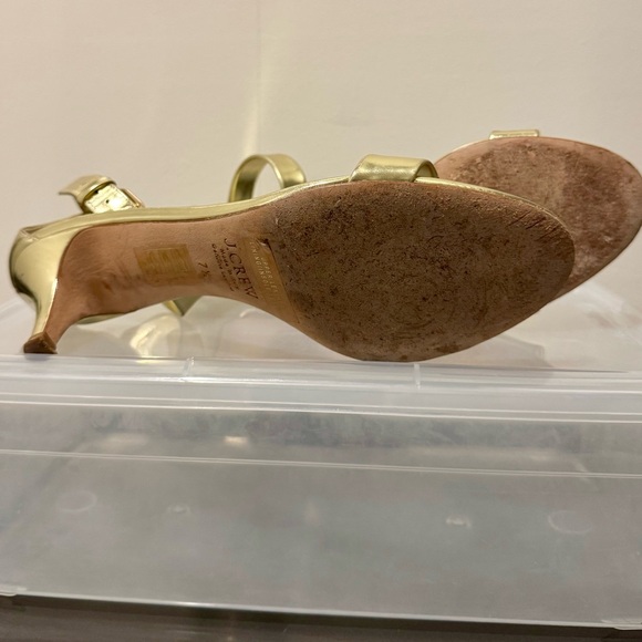 J. Crew Metallic Gold Heels with Ankle Strap - Picture 3 of 5
